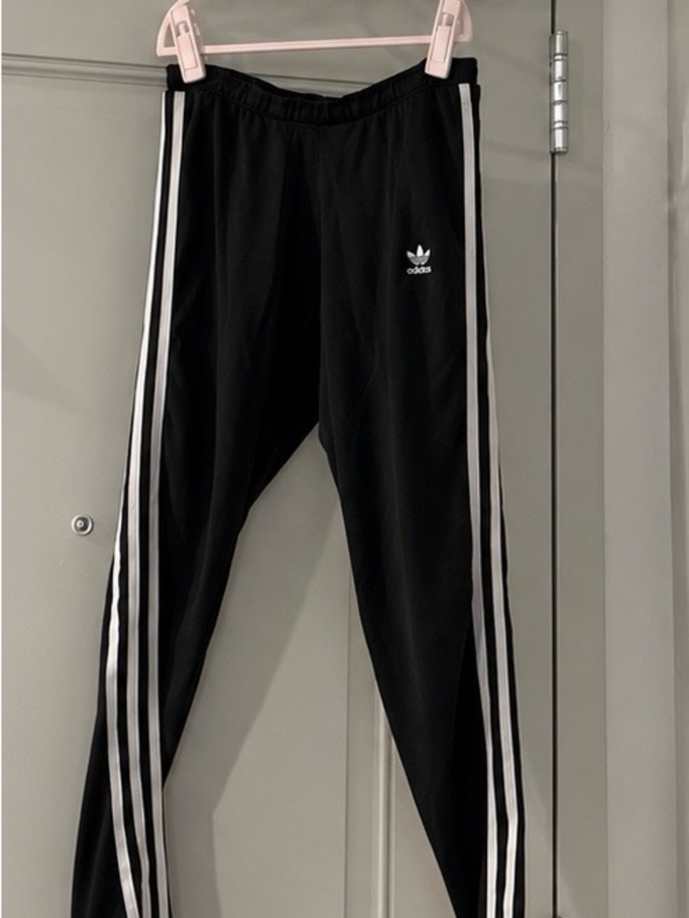 adidas Black Jogger Pants with White Three-Stripe Sides